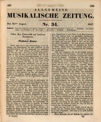 Allgemeine musikalische Zeitung Mittwoch 25. August 1847