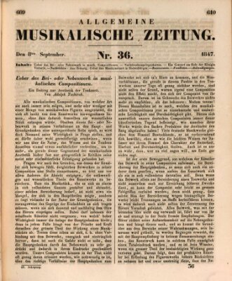 Allgemeine musikalische Zeitung Mittwoch 8. September 1847