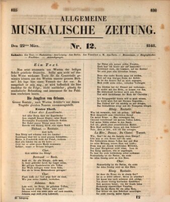 Allgemeine musikalische Zeitung Mittwoch 22. März 1848