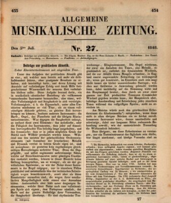 Allgemeine musikalische Zeitung Mittwoch 5. Juli 1848