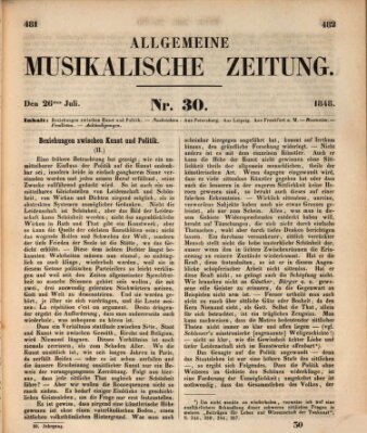 Allgemeine musikalische Zeitung Mittwoch 26. Juli 1848