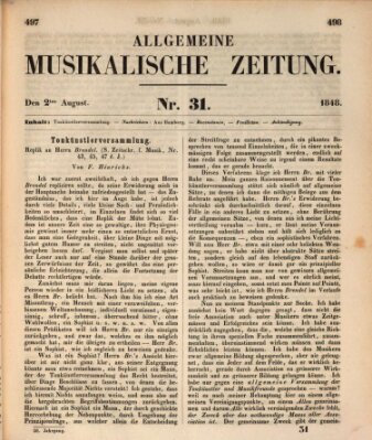 Allgemeine musikalische Zeitung Mittwoch 2. August 1848