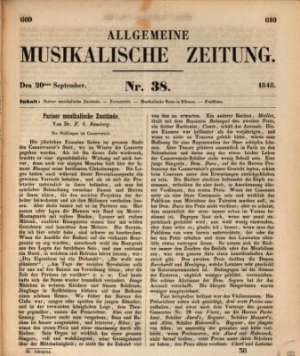 Allgemeine musikalische Zeitung Mittwoch 20. September 1848