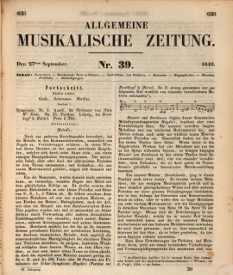 Allgemeine musikalische Zeitung Mittwoch 27. September 1848