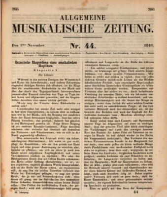 Allgemeine musikalische Zeitung Mittwoch 1. November 1848