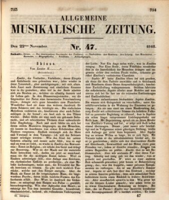 Allgemeine musikalische Zeitung Mittwoch 22. November 1848