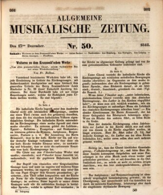 Allgemeine musikalische Zeitung Mittwoch 13. Dezember 1848