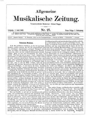 Allgemeine musikalische Zeitung Mittwoch 1. Juli 1863