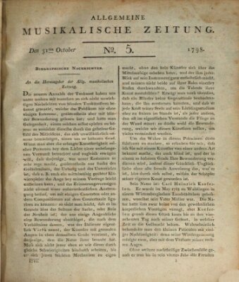 Allgemeine musikalische Zeitung Mittwoch 31. Oktober 1798