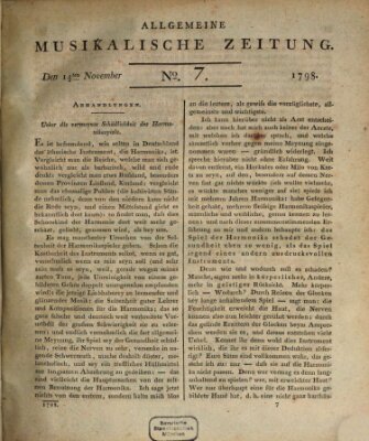 Allgemeine musikalische Zeitung Mittwoch 14. November 1798