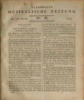 Allgemeine musikalische Zeitung Mittwoch 20. Februar 1799