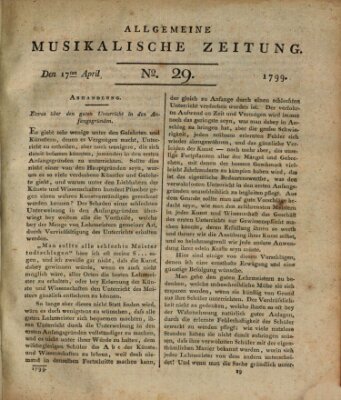 Allgemeine musikalische Zeitung Mittwoch 17. April 1799