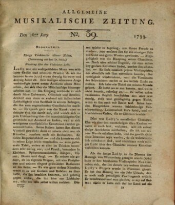 Allgemeine musikalische Zeitung Mittwoch 26. Juni 1799