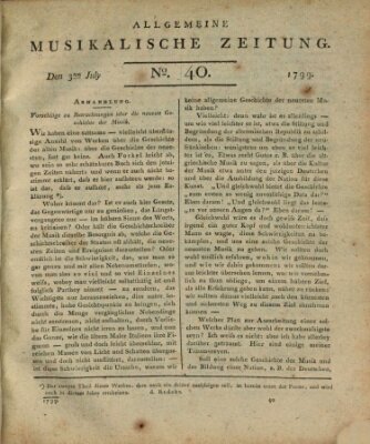 Allgemeine musikalische Zeitung Mittwoch 3. Juli 1799