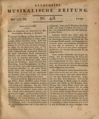 Allgemeine musikalische Zeitung Mittwoch 17. Juli 1799