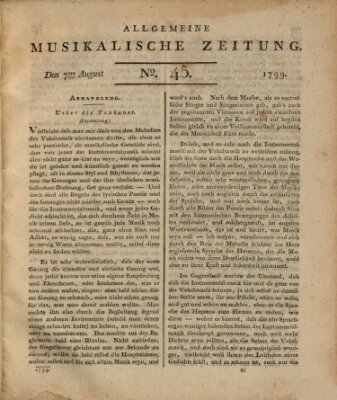 Allgemeine musikalische Zeitung Mittwoch 7. August 1799