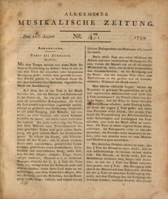 Allgemeine musikalische Zeitung Mittwoch 21. August 1799