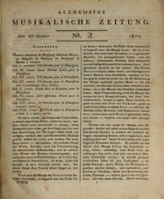 Allgemeine musikalische Zeitung Mittwoch 8. Oktober 1800