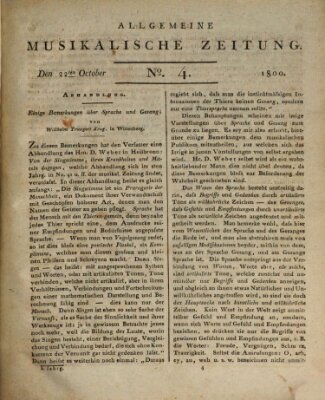 Allgemeine musikalische Zeitung Mittwoch 22. Oktober 1800