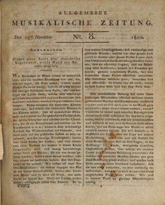 Allgemeine musikalische Zeitung Mittwoch 19. November 1800