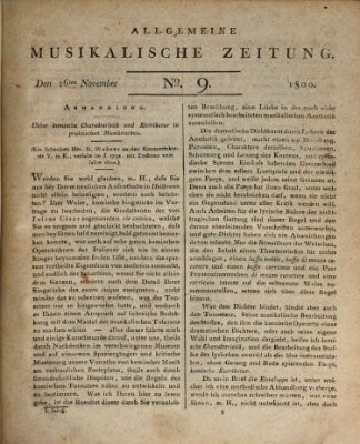 Allgemeine musikalische Zeitung Mittwoch 26. November 1800