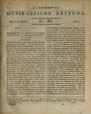 Allgemeine musikalische Zeitung Mittwoch 14. Januar 1801