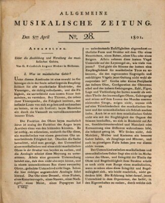 Allgemeine musikalische Zeitung Mittwoch 8. April 1801