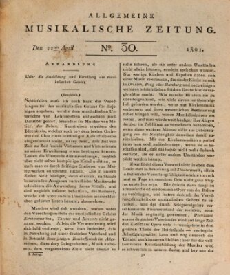 Allgemeine musikalische Zeitung Mittwoch 22. April 1801