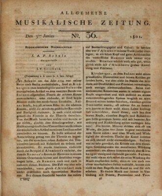 Allgemeine musikalische Zeitung Mittwoch 3. Juni 1801