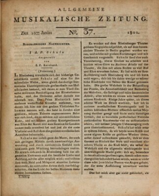 Allgemeine musikalische Zeitung Mittwoch 10. Juni 1801