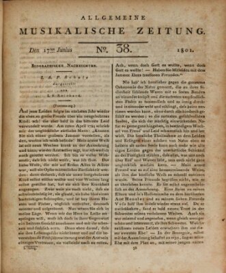 Allgemeine musikalische Zeitung Mittwoch 17. Juni 1801