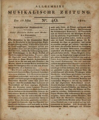 Allgemeine musikalische Zeitung Mittwoch 1. Juli 1801