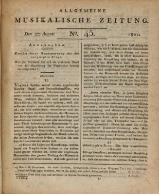 Allgemeine musikalische Zeitung Mittwoch 5. August 1801