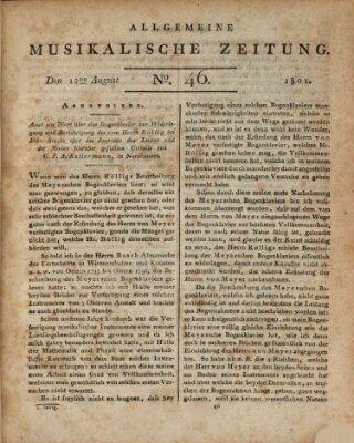 Allgemeine musikalische Zeitung Mittwoch 12. August 1801