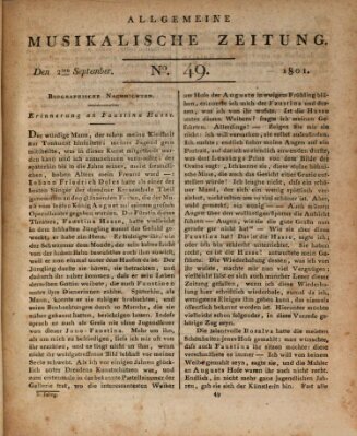 Allgemeine musikalische Zeitung Mittwoch 2. September 1801