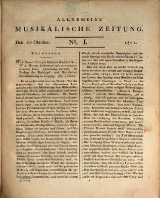 Allgemeine musikalische Zeitung Donnerstag 1. Oktober 1801