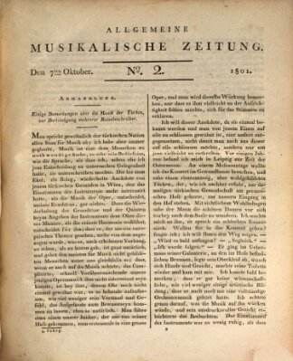 Allgemeine musikalische Zeitung Mittwoch 7. Oktober 1801