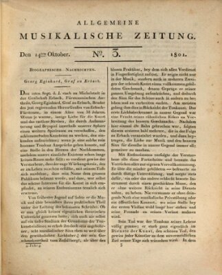 Allgemeine musikalische Zeitung Mittwoch 14. Oktober 1801