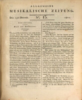 Allgemeine musikalische Zeitung Mittwoch 23. Dezember 1801