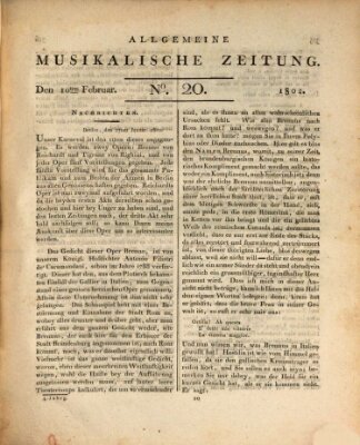 Allgemeine musikalische Zeitung Mittwoch 10. Februar 1802