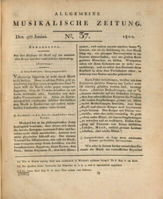 Allgemeine musikalische Zeitung Mittwoch 9. Juni 1802