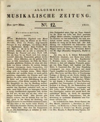 Allgemeine musikalische Zeitung Mittwoch 23. März 1825