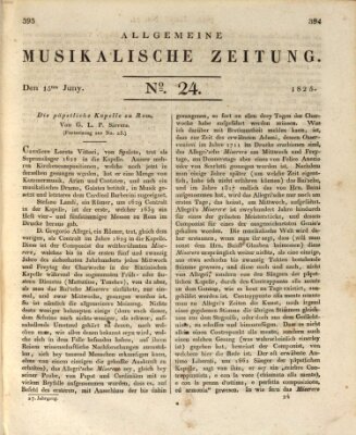 Allgemeine musikalische Zeitung Mittwoch 15. Juni 1825