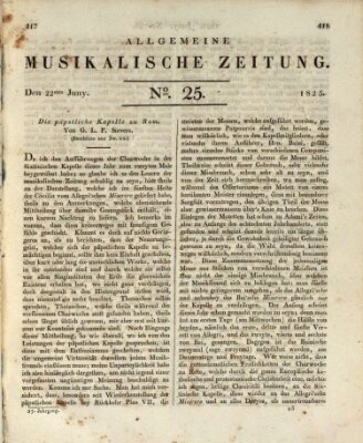 Allgemeine musikalische Zeitung Mittwoch 22. Juni 1825