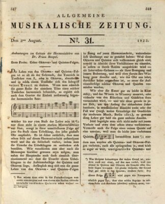 Allgemeine musikalische Zeitung Mittwoch 3. August 1825