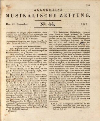 Allgemeine musikalische Zeitung Mittwoch 2. November 1825