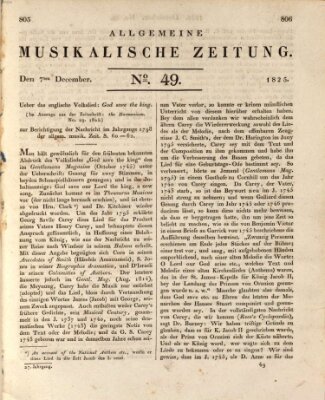 Allgemeine musikalische Zeitung Mittwoch 7. Dezember 1825