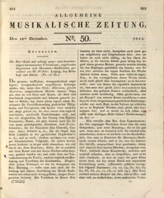 Allgemeine musikalische Zeitung Mittwoch 14. Dezember 1825