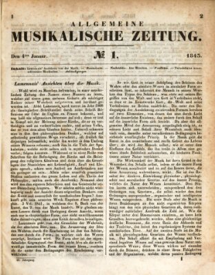 Allgemeine musikalische Zeitung Mittwoch 4. Januar 1843