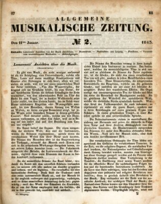 Allgemeine musikalische Zeitung Mittwoch 11. Januar 1843